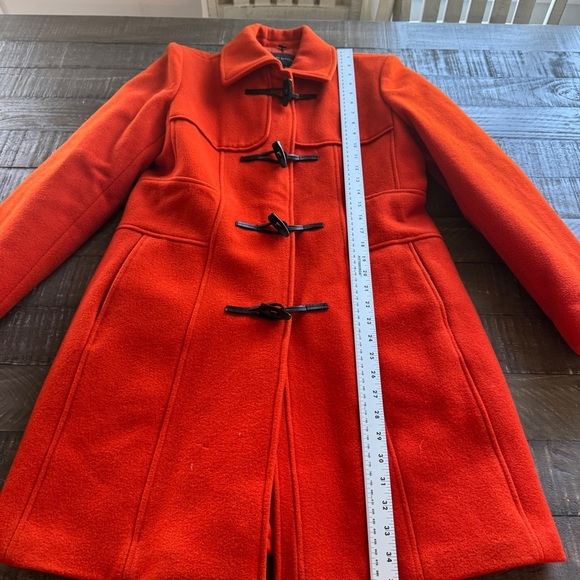 Banana Republic Women's Orange Wool Toggle Zip Coat Size Med Winter Cozy Jacket - Picture 2 of 11